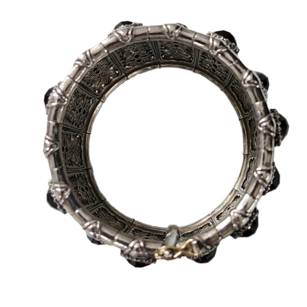 Konstantino Black Onyx 925 Silver Cuff Bracelet - Picture 3 of 6